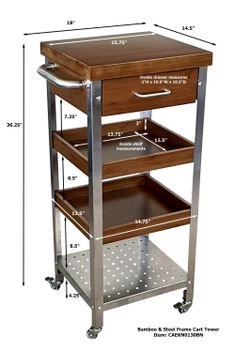Bamboo & Stainless Steel Cart Tower