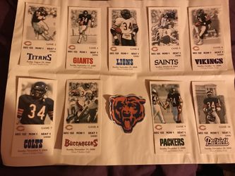 Walter Payton pictured game 2-10 ticket stubs from 2000