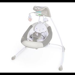 Ingenuity InLighten 6-Speed Foldable Baby Swing with Light Up Mobile Bunny