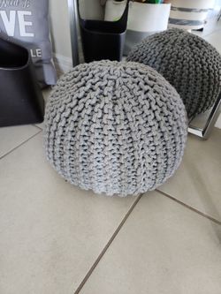 Gray Pouf Ottoman
