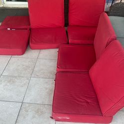 St Of 5 Red Cushions 24” W 