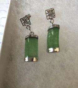 Jade earrings sterling silver plated