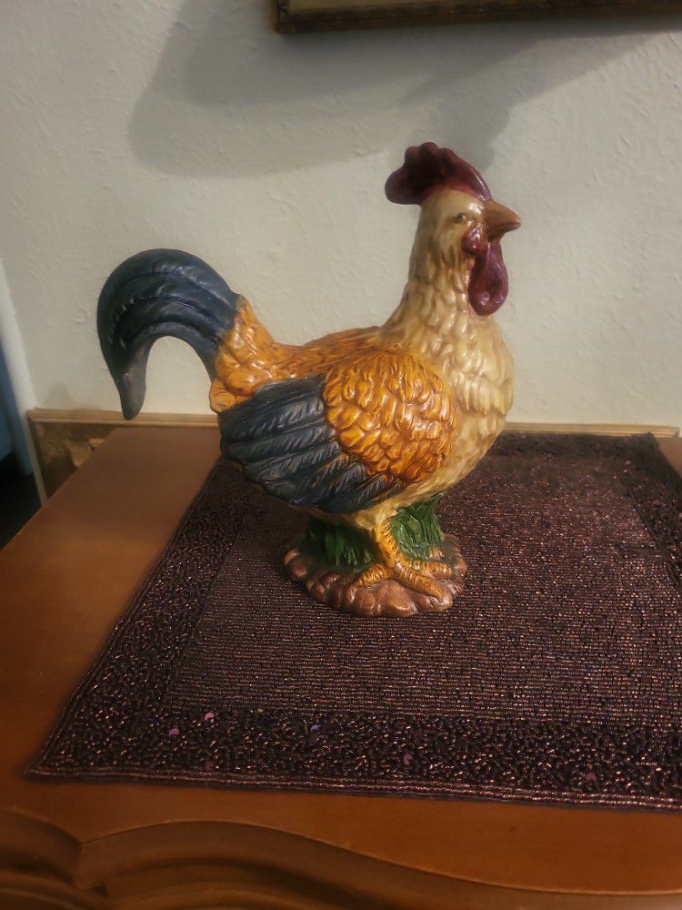 Colorful ROOSTER STATUE, 9" Tall