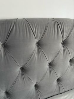 Luxurious Gray Velvet Headboard and Bed Frame - King