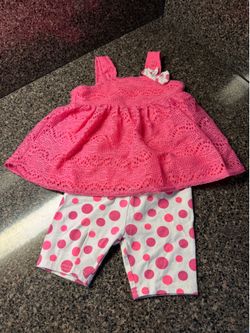 Healthtex outfit polka dot shorts pink/coral top 18mos