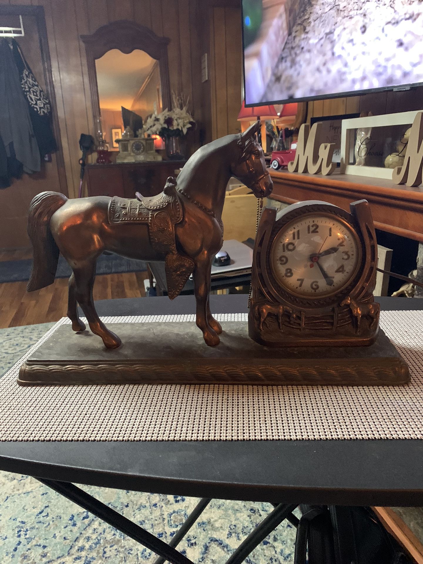 Vintage Bronze Horse Clock.
