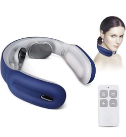 Neck Massager with Heat,Smart Electric Neck Massage Cordless,3 Modes 15 Levels Portable Massager for Women,Men,Dad,Mom,Wife(Blue)