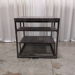 Dark Gray Wood and Metal Tiered Side Table