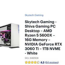 Skytech Gaming Shiva Gaming Pc Desktop AMD Ryzen 5 5600X 16Gb Memory NVIDIA  GeForce RTX 3060  Ti - 1TB NVME - White 