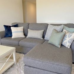 Living Spaces Grey L Shaped Couch