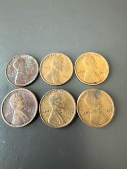 6 of the 1917 p Wheat pennies