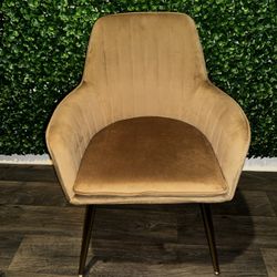 Camel Velvet Arm Chair 