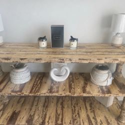 Rustic Farmhouse Console Table Solid Wood Entryway Sofa Table 