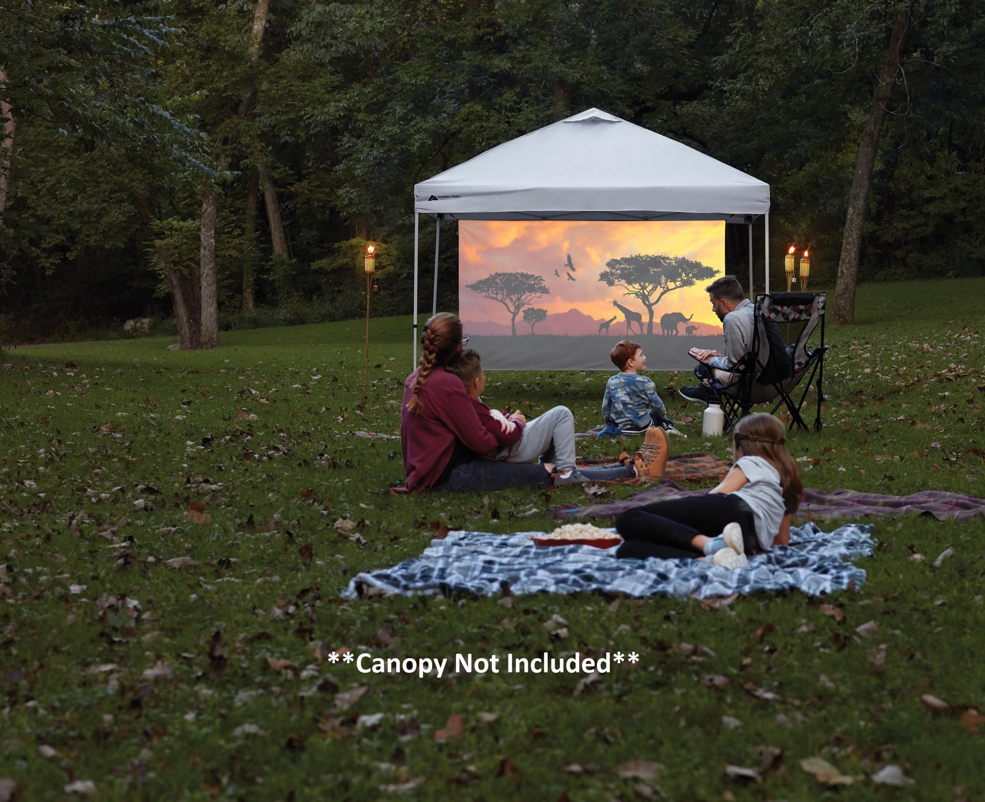Ozark Trail Outdoor Shade Wall/Projector Screen Canopy Accessory, White 87.2in. x 49in. White - 100" diagonal
