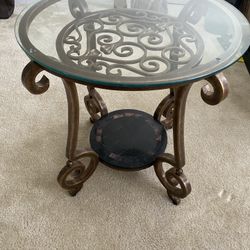 Ornate Side Table With Glass Top