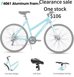 😀 HILAND 700C Hybrid Bike, 7-Speed Urban Commuter Bicycle for Men & Women, Lightweight Aluminum Frame, Dual Disc Brakes, Low-Step Step-Through City R