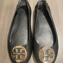 Tory Burch Black Minnie Travel Ballet Flats Size 8