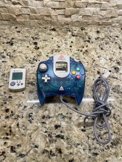 Sega Dreamcast Clear Blue HKT-7700 Controller and Memory Unit