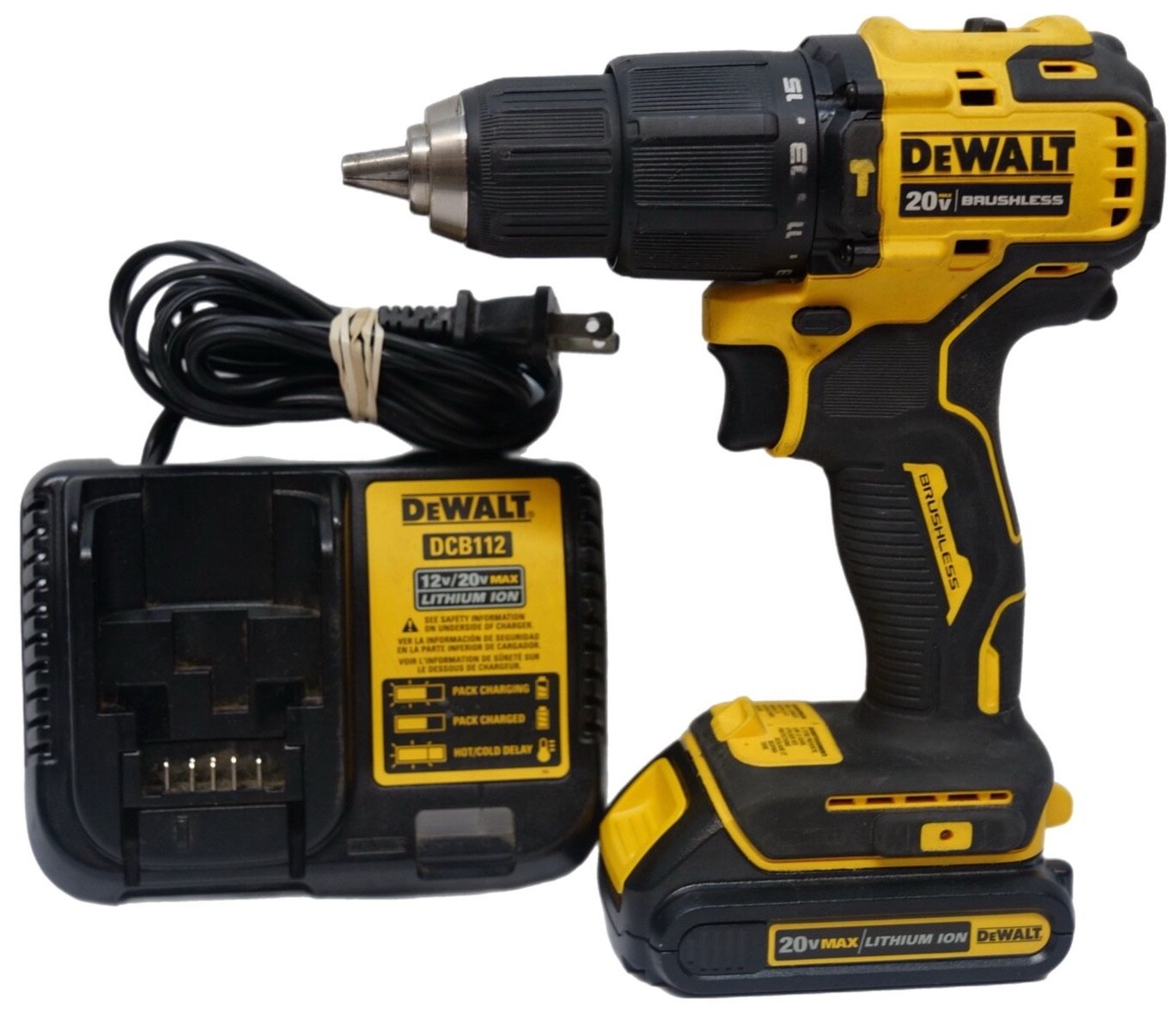 DEWALT DCD709 Brushless Hammer Drill 20V Keyless Chuck LED Battery 1.5Ah Charger Tool Instruments tools mens accessories Work Home