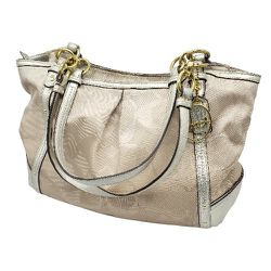 Coach 'Alexandra' Womens Sand/Silver Chain Ombre Tote Shoulder Travel Hand Bag 