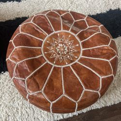Pair of  Moroccan Leather Poufs