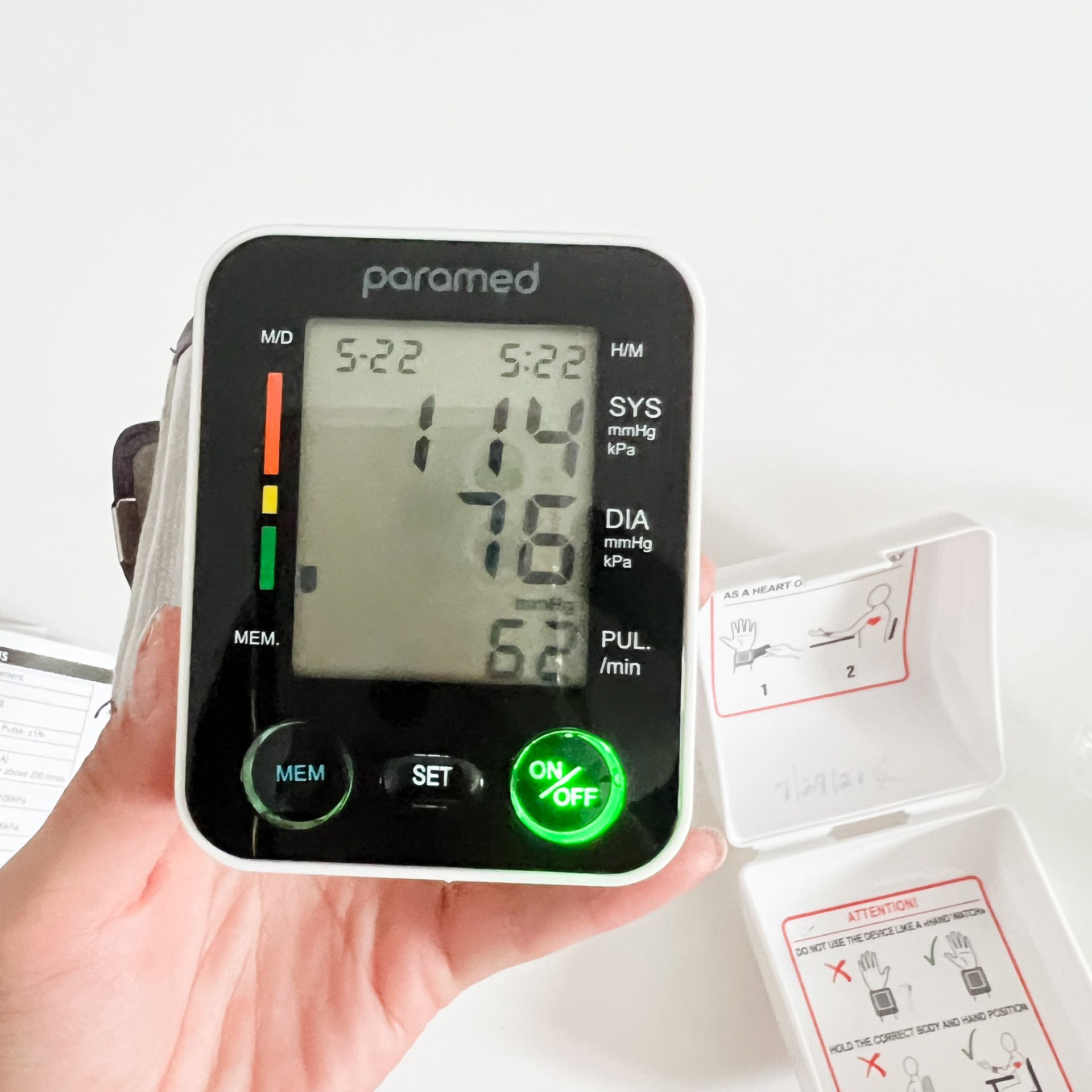 PARAMED Automatic Wrist Blood Pressure Monitor: Blood-Pressure Kit of Bp Cuff 2AAA and Carrying case - Irregular Heartbeat Detector & 90 Readings Memo