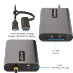 
https://offerup.com/redirect/?o=U3RhclRlY2guY29t USB-C to Dual-HDMI Adapter, USB-C/A to 2X HDMI Converter, 4K 60Hz, 100W PD Pass-Through, Win/Mac, TA
