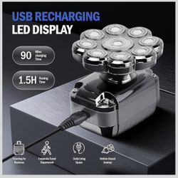 9D Head Shavers for Bald Men, 5-in-1 Electric Rotary Shavers, Upgraded Removable Razor Heads,