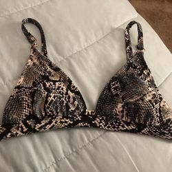 Blue Snake Print Triangle Bikini Top
