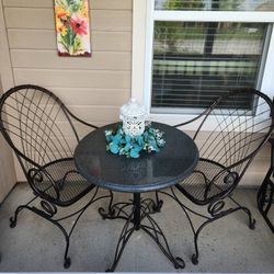 Marble Table With  Two Chairs 