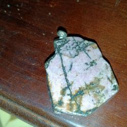 Pink & Black Rhodonite 925 Silver Pendant 