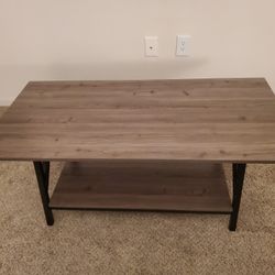 Dark Gray Coffee Table With Bottom Shelf - Like New