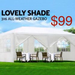 10 X 20 White Party Tent  Gazebo  Canopy w/ 6 Removable Sidewalls///