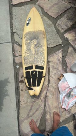 Custom 6 foot fish surfboard, thruster fin setup