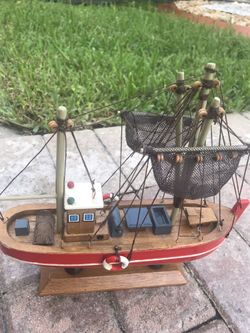 Wood boat decoration