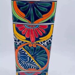 RARE EXTRA LARGE 15" TALAVERA MEXICAN VASE PLANTER POTTERY FOLK ART CERAMIC