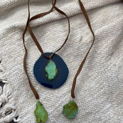 Turquoise And Suede Wrap Lariat