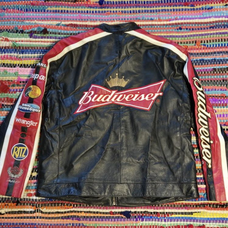 Nascar Budweiser leather Jacket men's XL