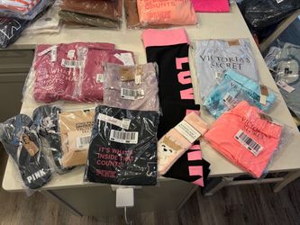 Victoria secret PINK 🩷  3 shorts, 3 pants, 1 tee, 1 sweatshirt, 1 sandal, 1 socks, 1