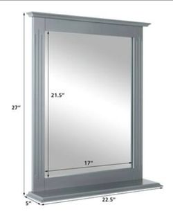 Costway Wall Mirror with Shelf – Gray – NEW
