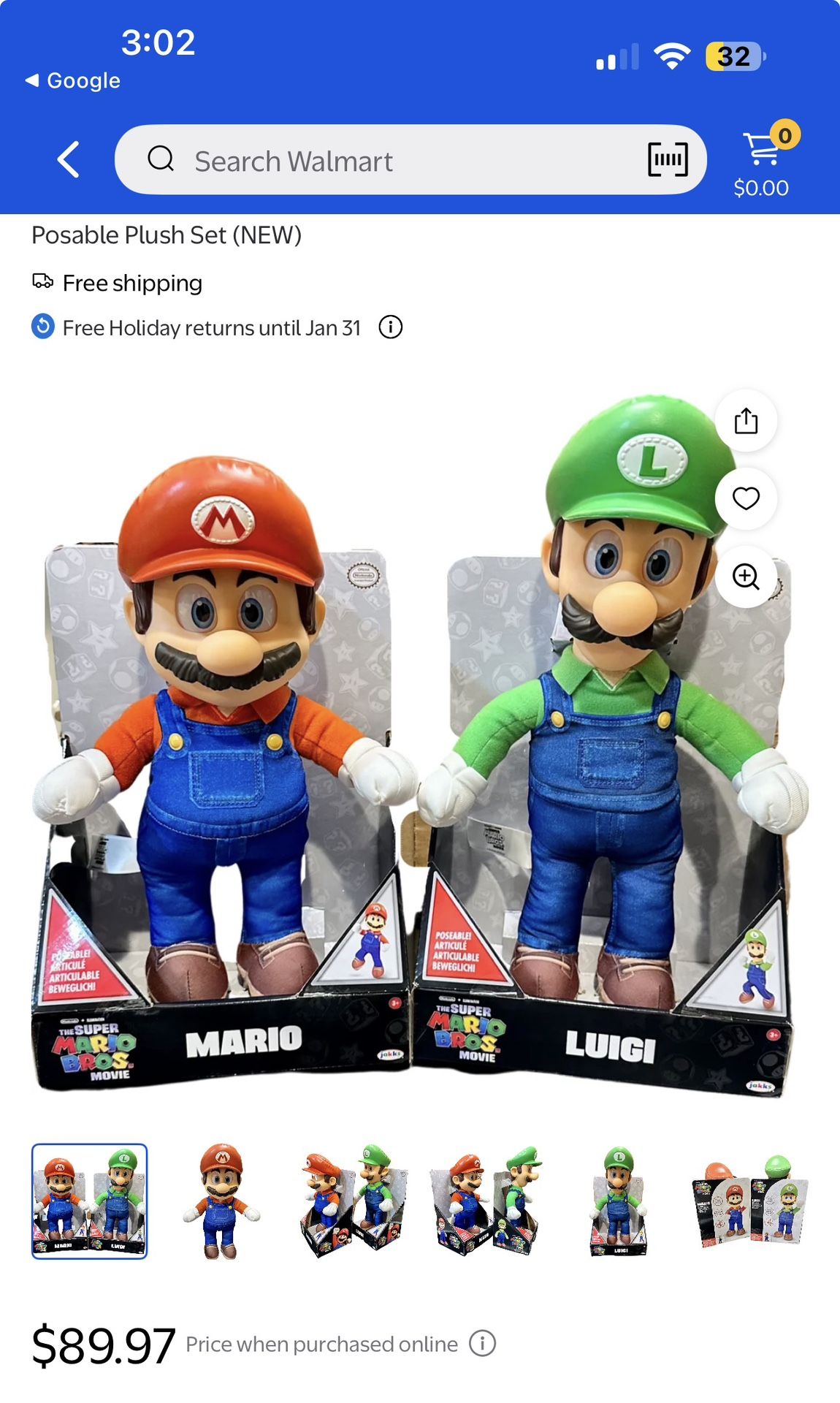 Nintendo Super Mario Brothers Posable Doll