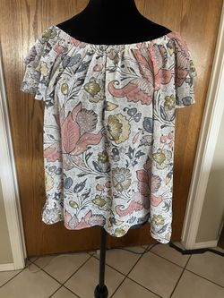 Floral With Gold Accents Off The Shoulder Blouse