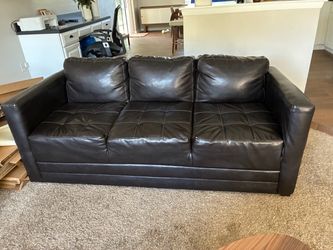 Brown leather sofa