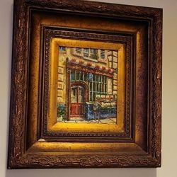 Vintage Original French PARIS Cityscape Market Storefront SIGNED