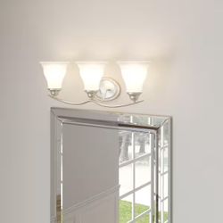 Trinity Collection 3-Light Brushed Nickel Etched Glass Traditional Bath Vanity Light