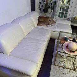 White Genuine Leather Couch