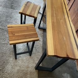 Real Wood Tall Table And Stools