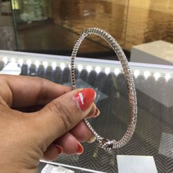 Sterling Silver With Moissanite Diamond Bangel  ..