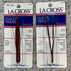 2 La Cross/Sally Hansen Exacta Tweeze Needlepoint Tweezers #71872 - NEW IN PCKG.