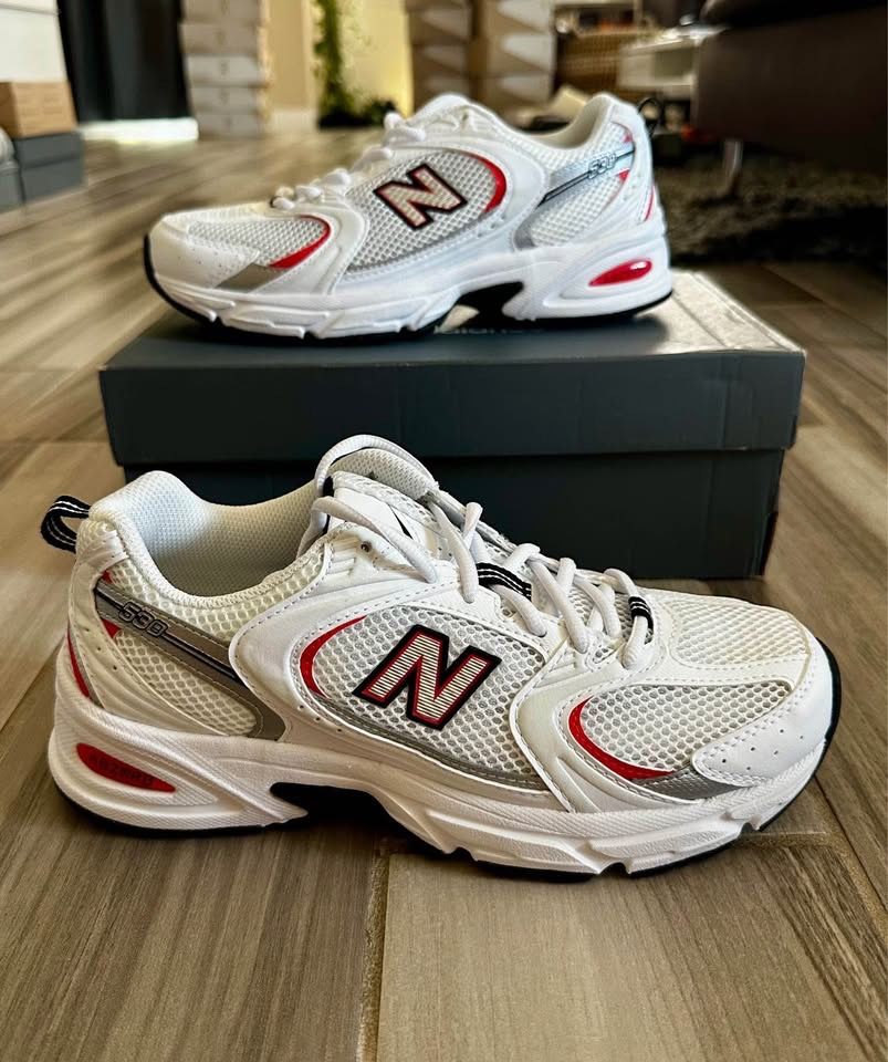 Men's New Balance 530 Casual Shoes - White Blast Red - Size 9.5